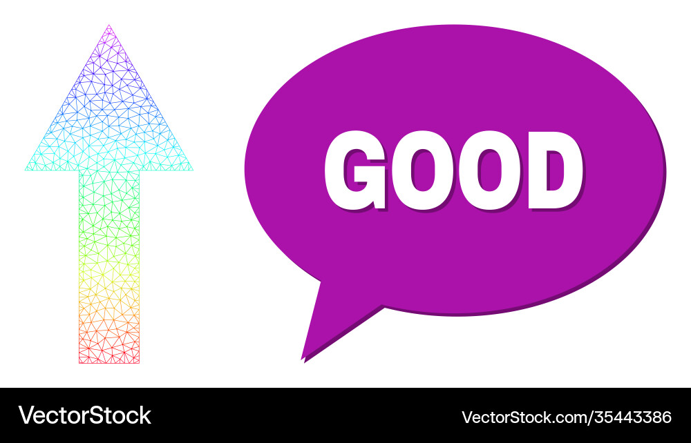 Rainbow net gradient arrow up icon and good chat Rainbow net gradient arrow up icon and good chat vector image