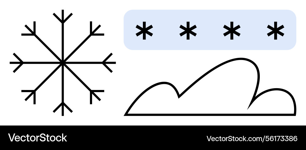 Snowflake cloud and asterisks symbolizing winter Snowflake cloud and asterisks symbolizing winter vector image