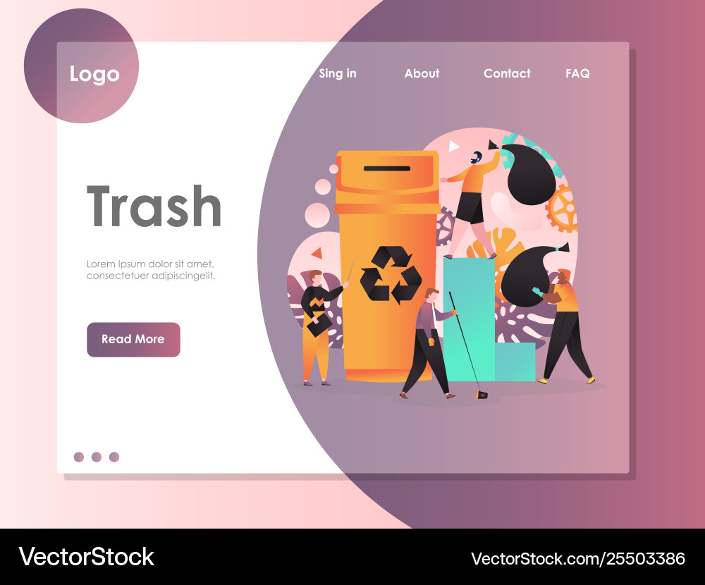 Trash website landing page design template Vector Image