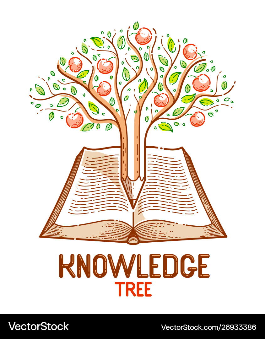 Tree with apples combined pencil over open Tree with apples combined pencil over open vector image
