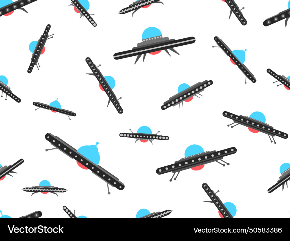 Ufo seamless pattern in flat style background Ufo seamless pattern in flat style background vector image