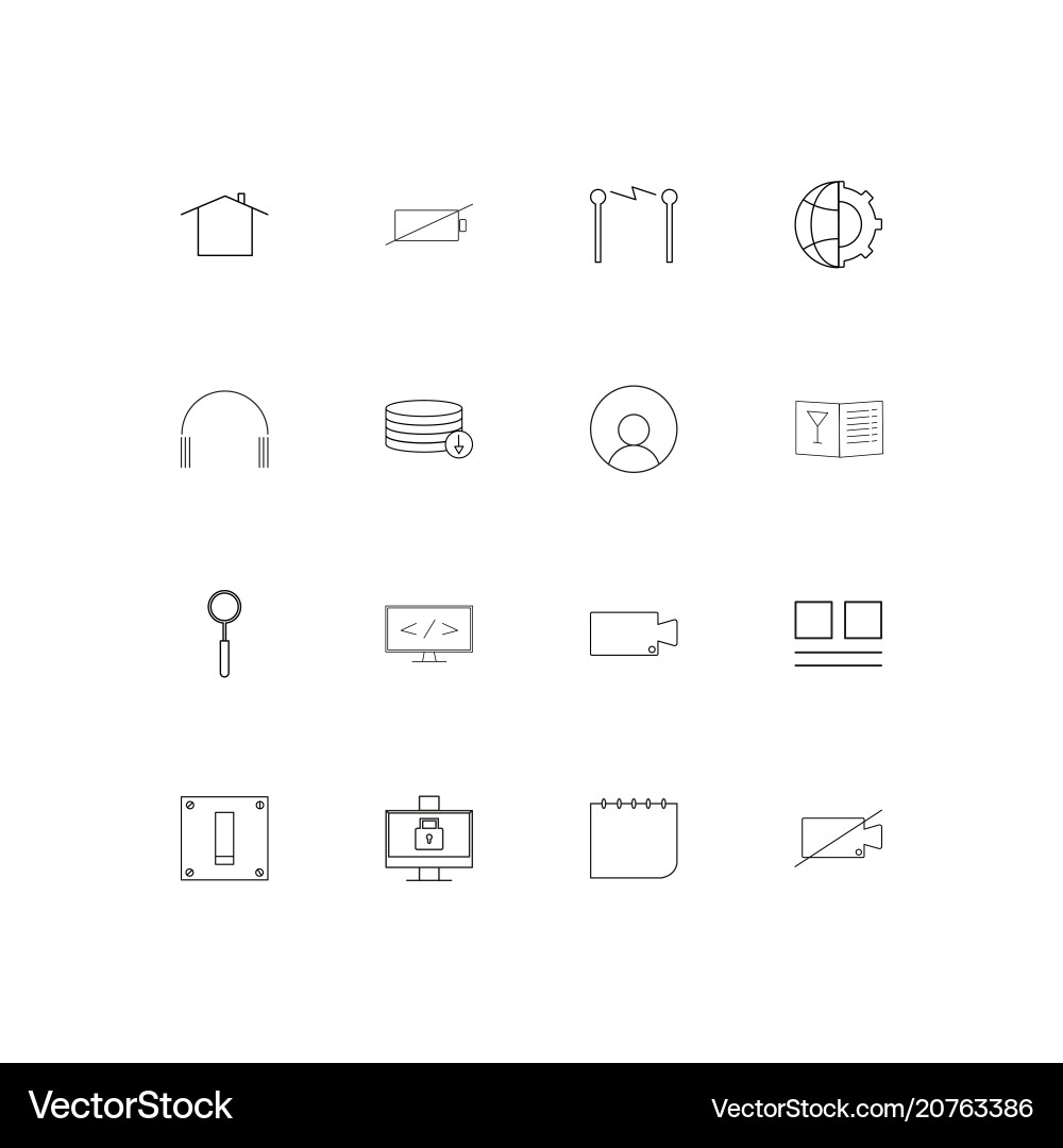 User interface linear thin icons set outlined vector image