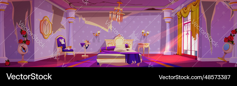 Abandoned victorian style bedroom Vector Image