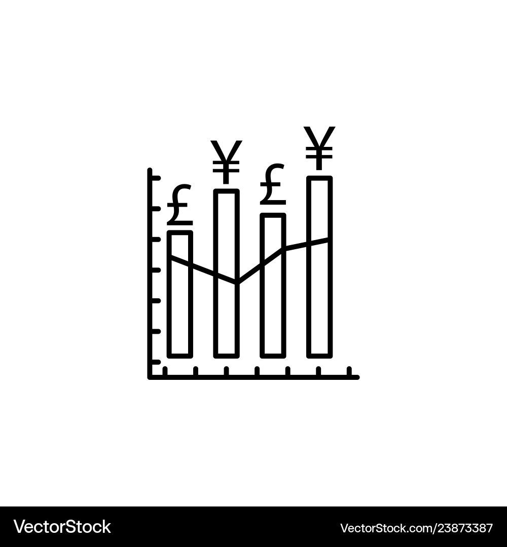 Chart graph pound yuan icon element of finance Chart graph pound yuan icon element of finance Vector Image