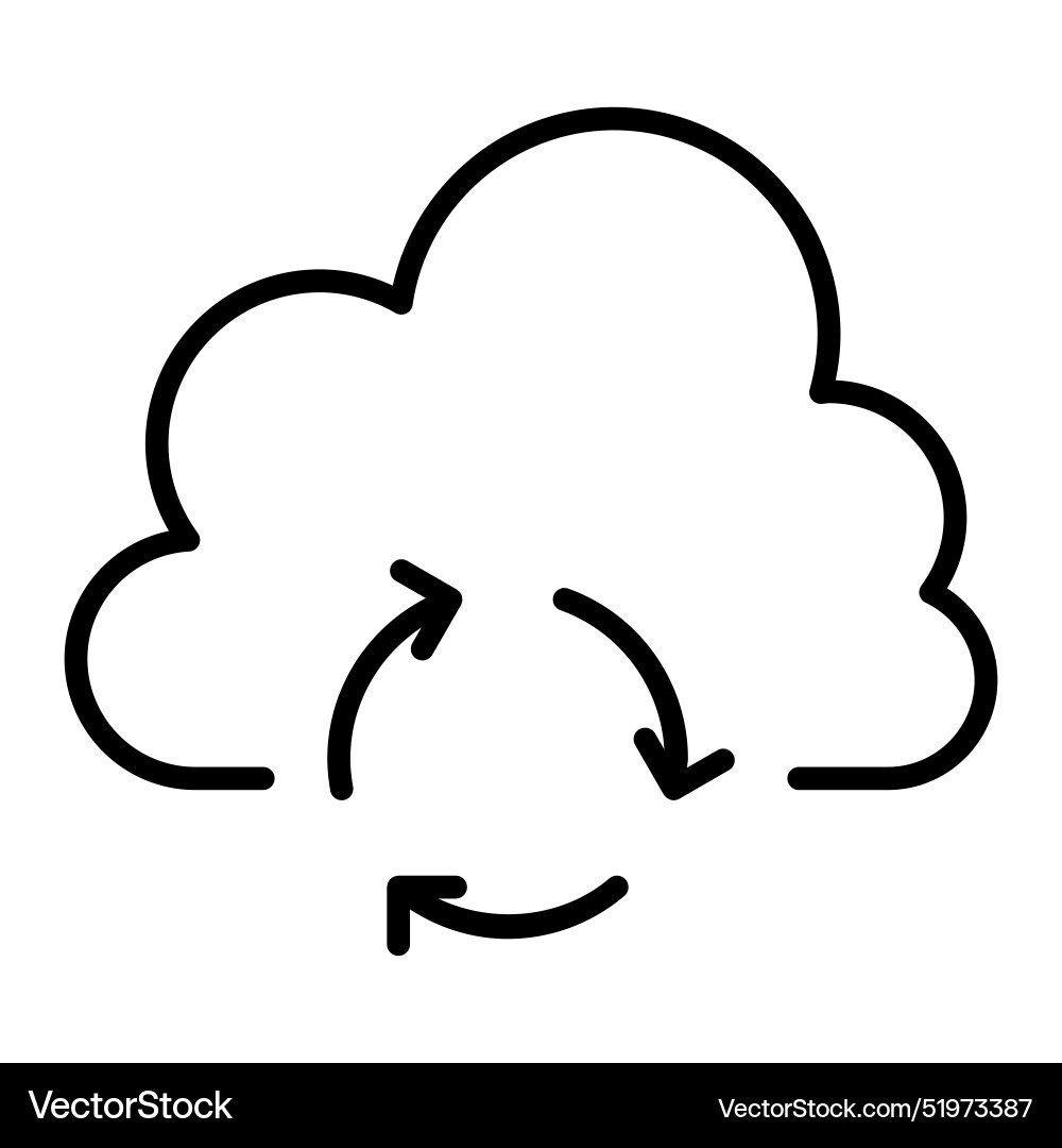 Cloud computing icon in thin line style graphic vector image