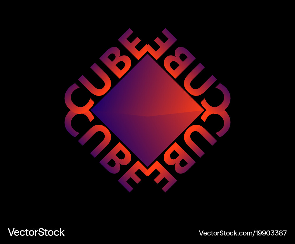 Cube gradient with text design icons logo vector image