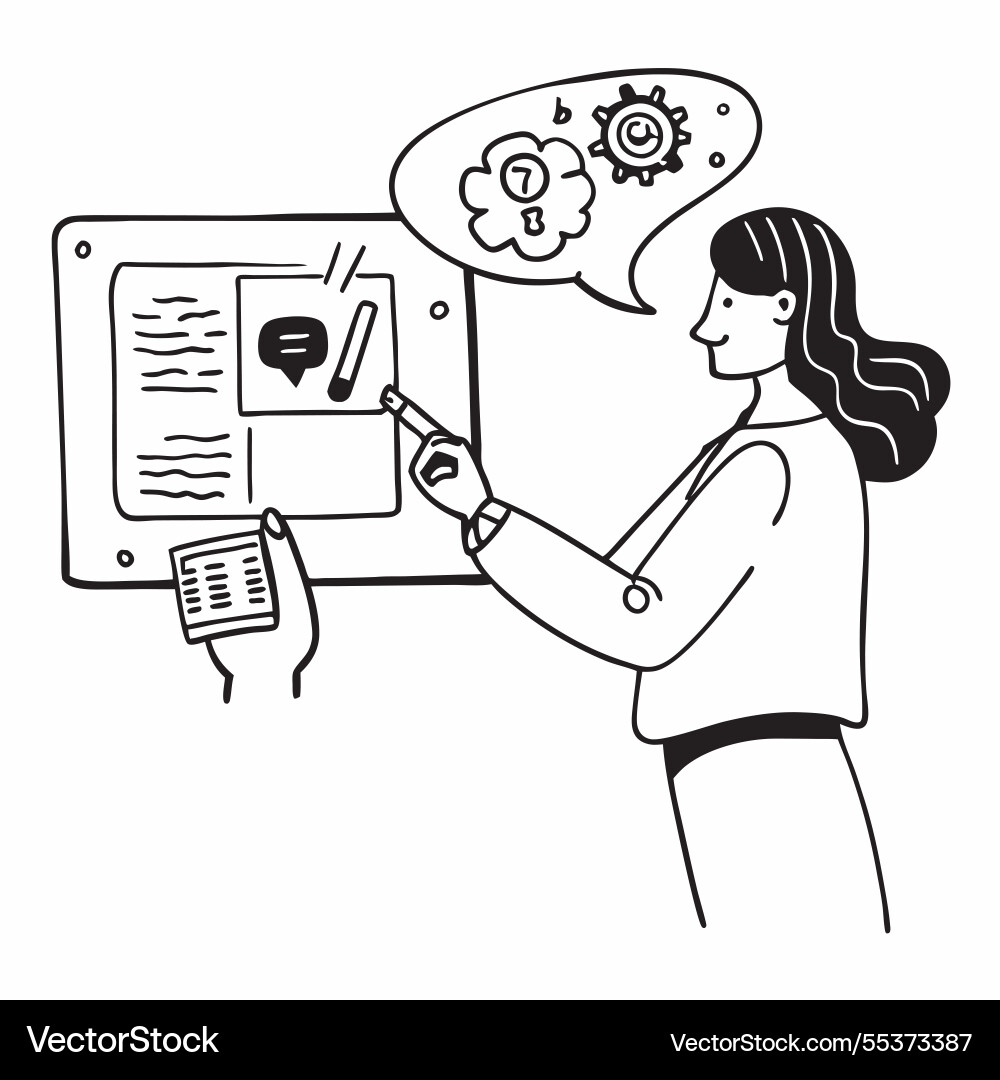 Data scientist with ai model training concept Vector Image