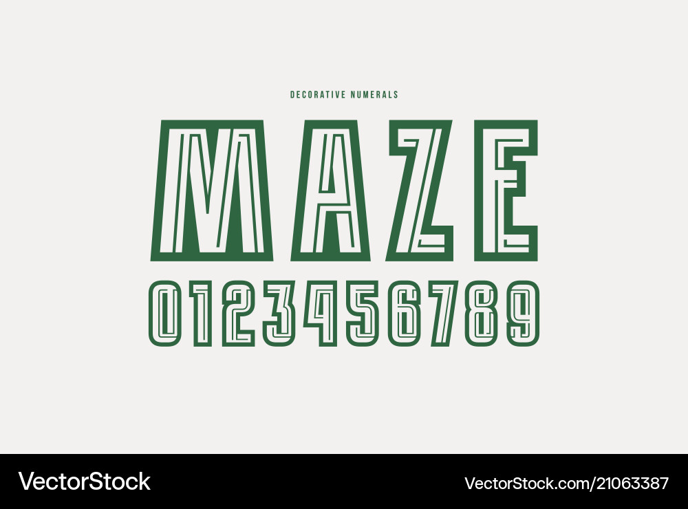 Decorative numerals with a maze inside Decorative numerals with a maze inside vector image