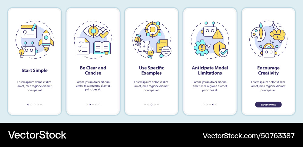 Designing prompt steps onboarding mobile app Designing prompt steps onboarding mobile app vector image