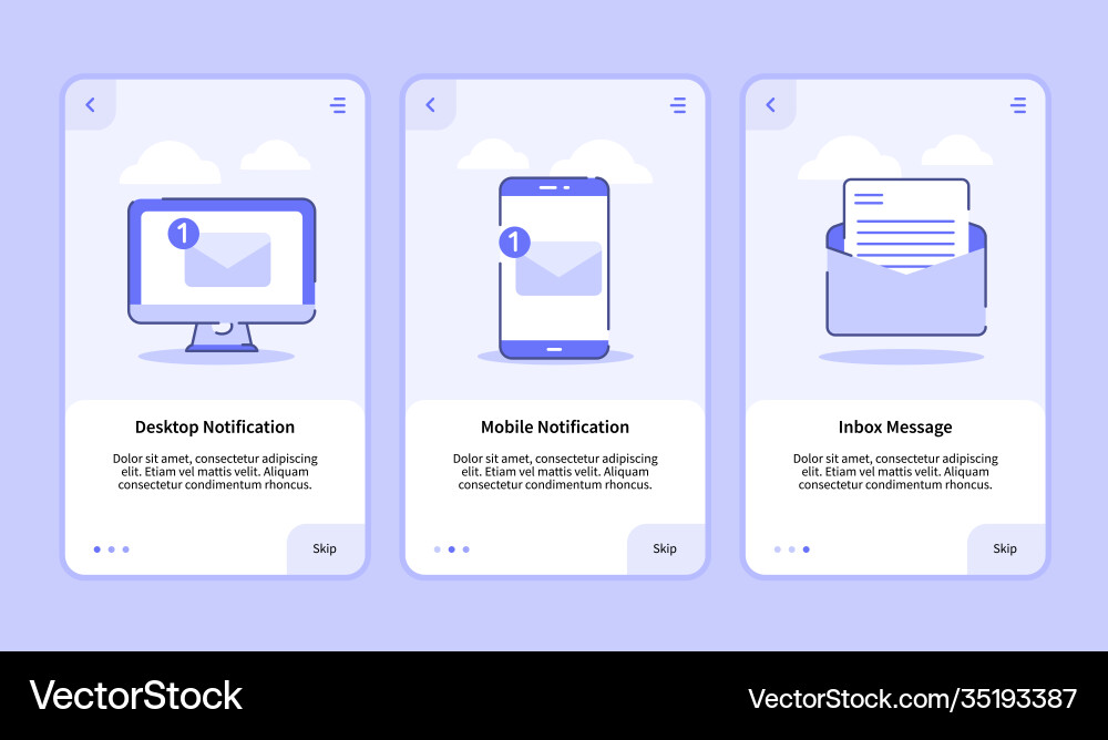 Desktop notification mobile inbox vector image