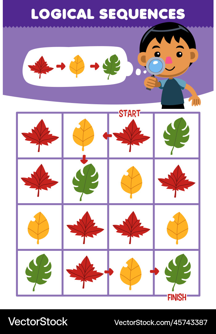 Education game for children logical sequence help vector image