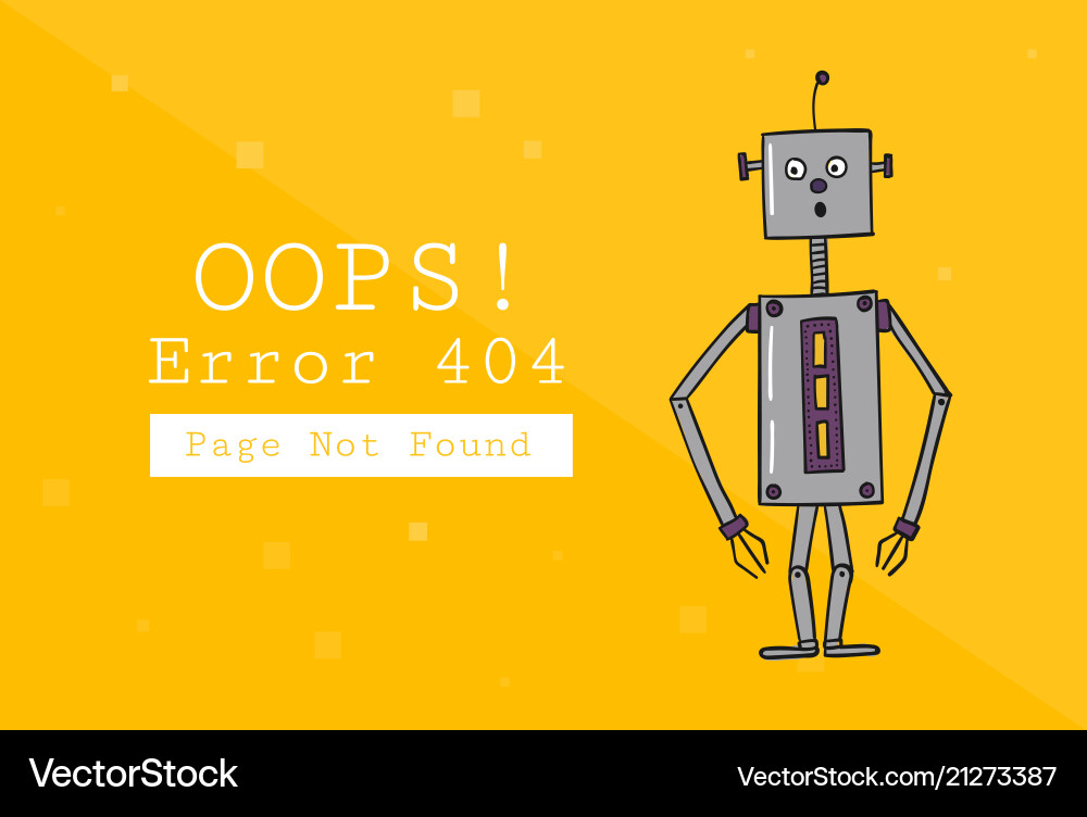 Error 404 Robot Page vector image