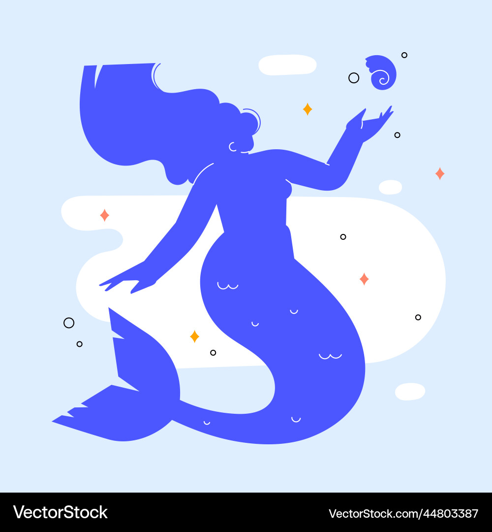 Flat design mermaid silhouette Vector Image