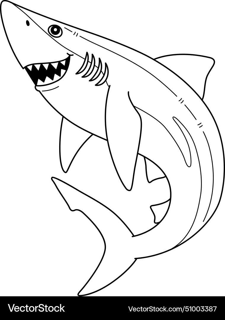 Great blue shark isolated coloring page for kids Vector Image