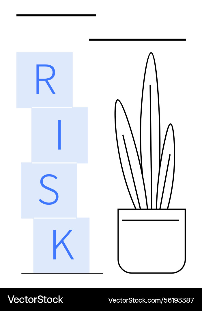 Minimalist stack of blue blocks with risk text Minimalist stack of blue blocks with risk text Vector Image