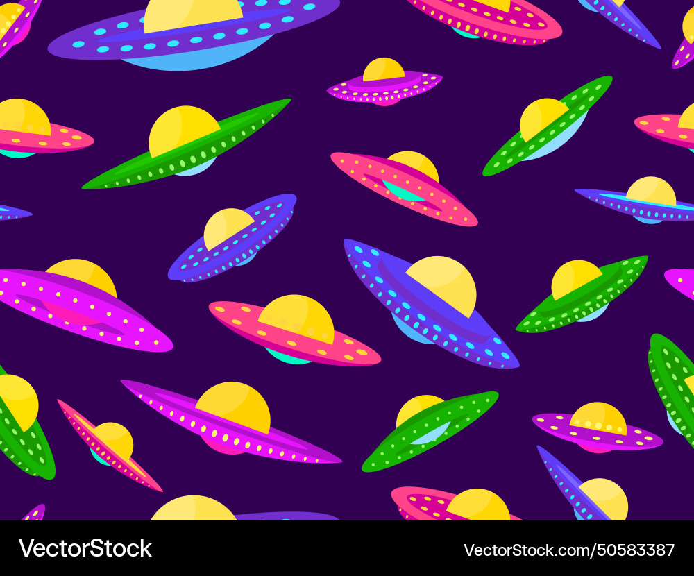 Seamless pattern with multi-colored ufo space Seamless pattern with multi-colored ufo space vector image