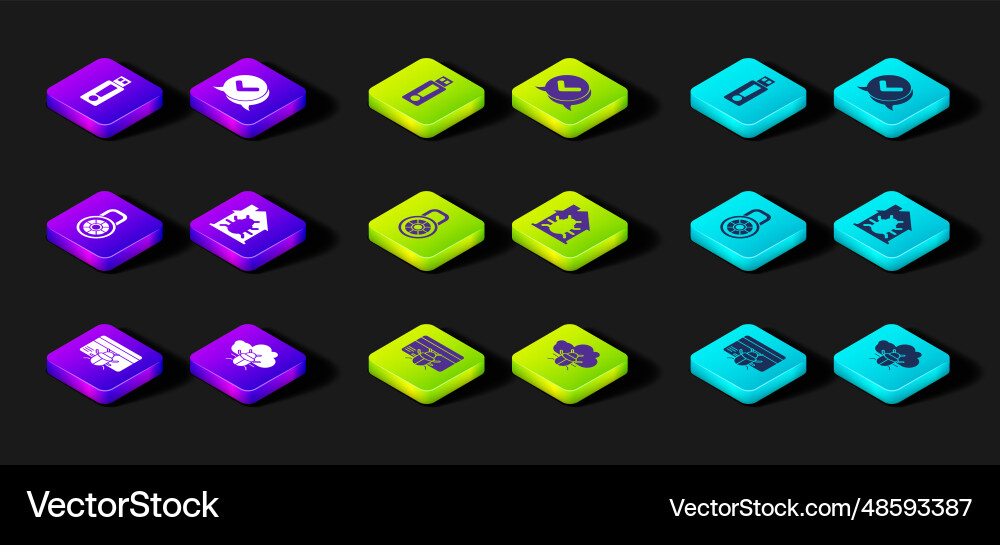 Set system bug in credit card on cloud safe vector image