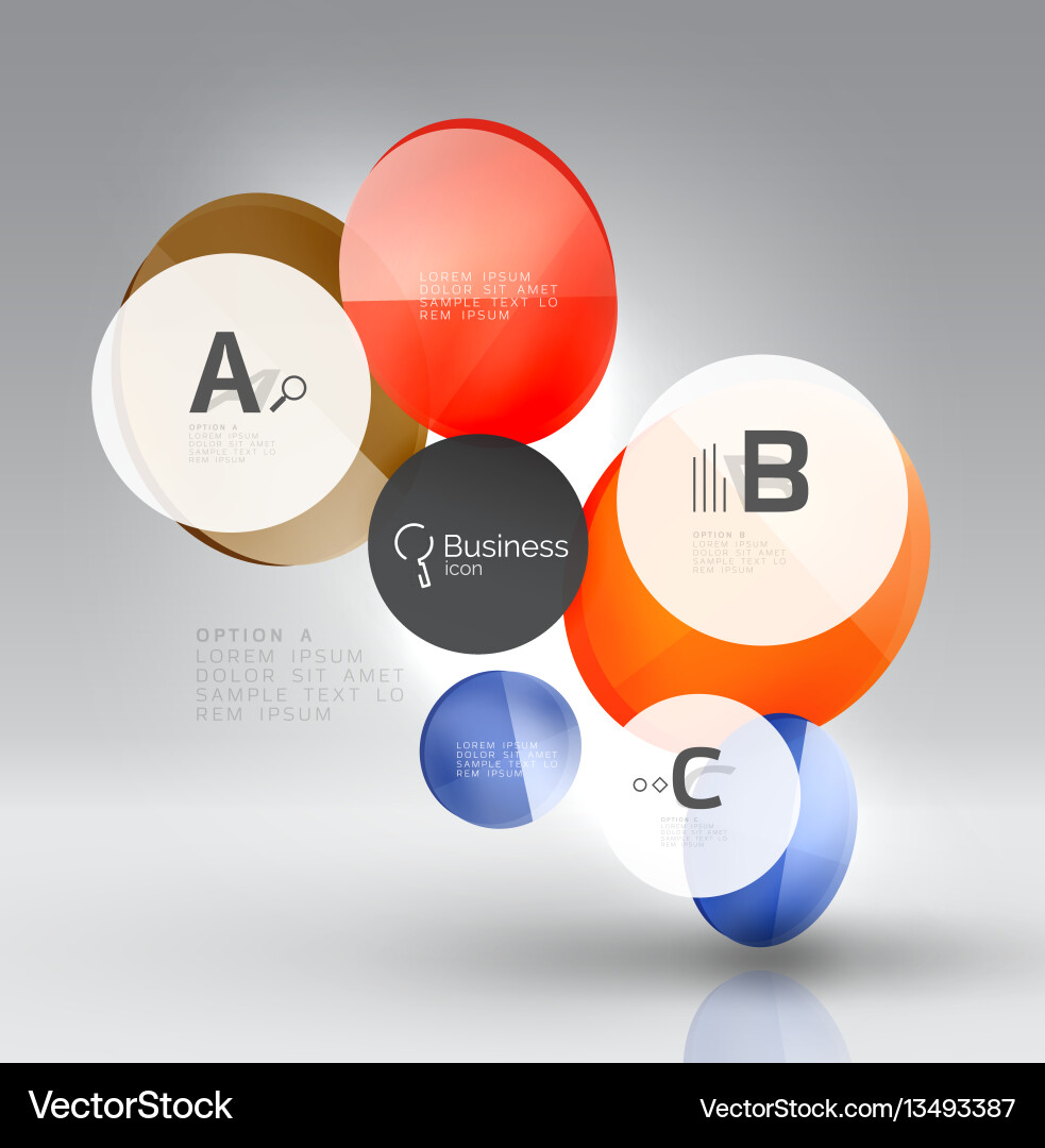 Shiny circles with text in 3d space Shiny circles with text in 3d space Vector Image