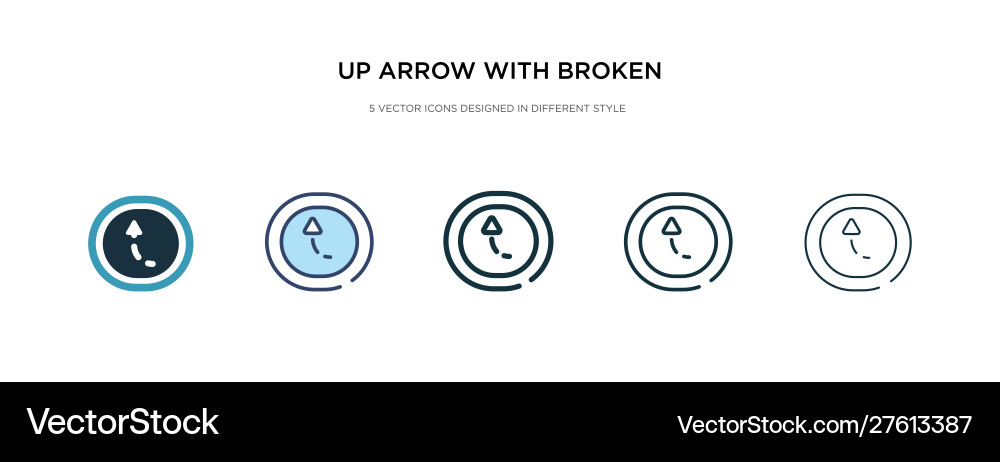 Up arrow with broken lines icon in different Up arrow with broken lines icon in different vector image