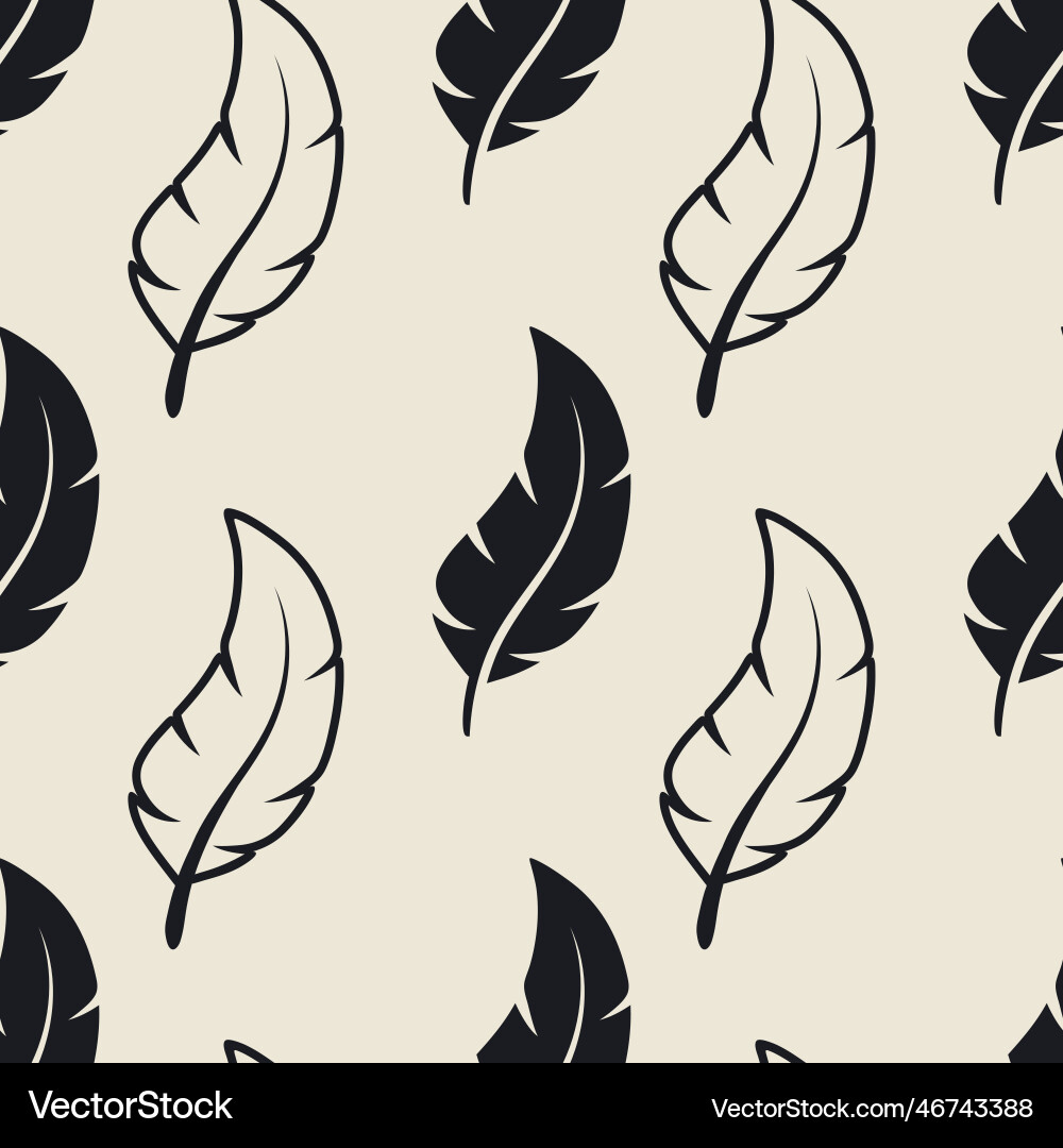 Black Feather Seamless Pattern Vector Image