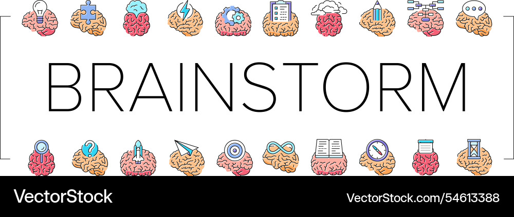 Brainstorm Business-Team denken Icons Set Brainstorm Business-Team denken Icons Set vektorbild