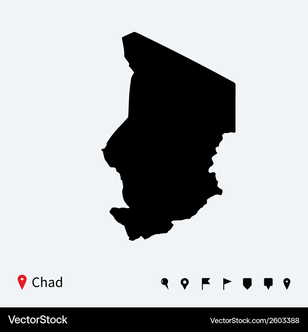 Chad Map with Navigation Pins vector image