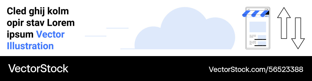 Cloud syncing with small shop front and navigation Cloud syncing with small shop front and navigation Vector Image
