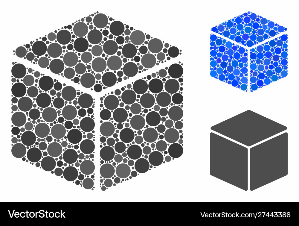 Cube composition icon round dots Vector Image