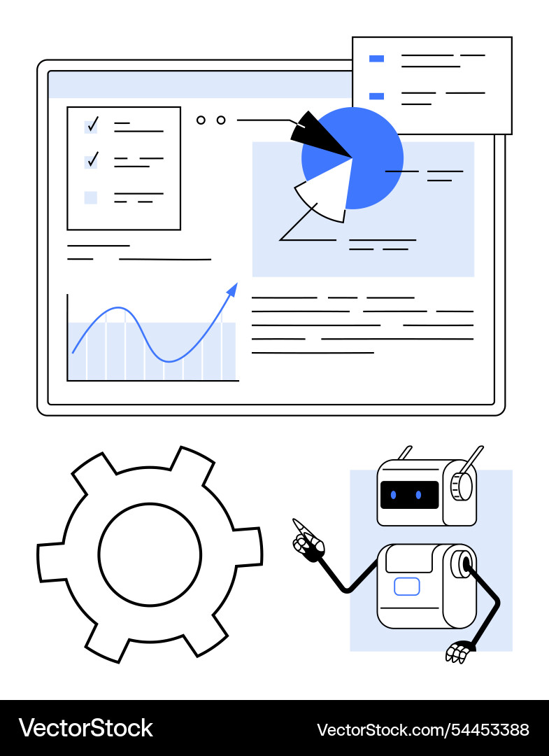 Data analysis dashboard with interactive charts Data analysis dashboard with interactive charts vector image