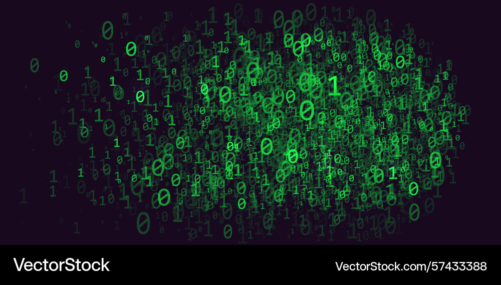 Digital binary code background with glowing green vector image