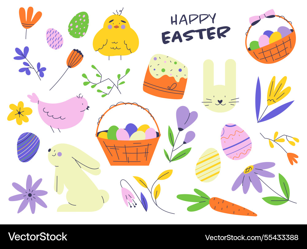 Easter holiday elements set Royalty Free Vector Image