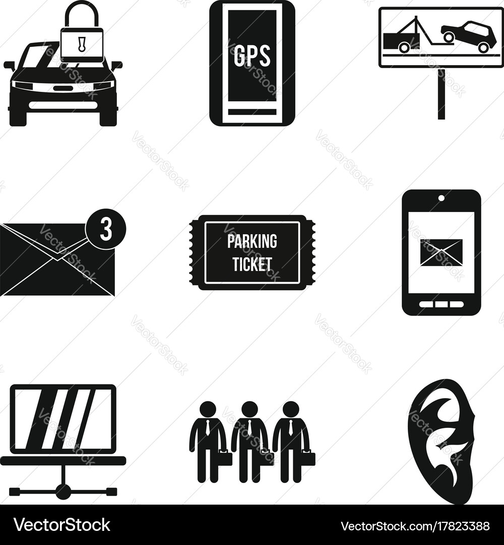 Important data icons set simple style Vector Image
