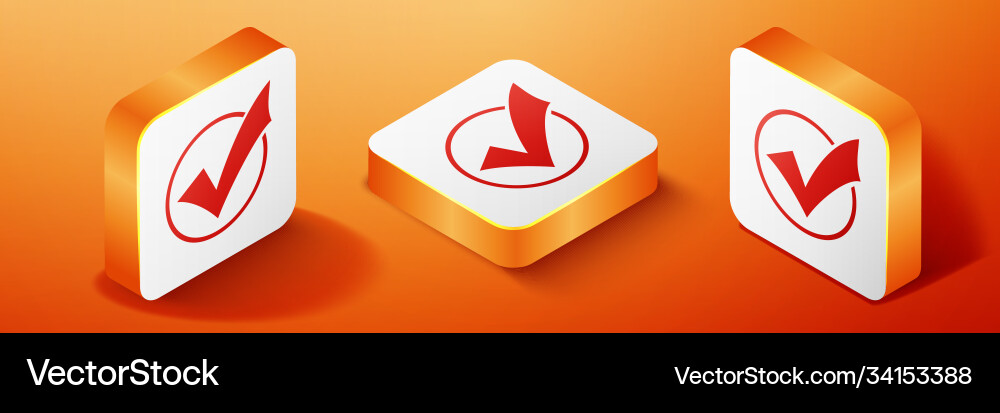 Isometric check mark in round icon isolated Isometric check mark in round icon isolated vector image