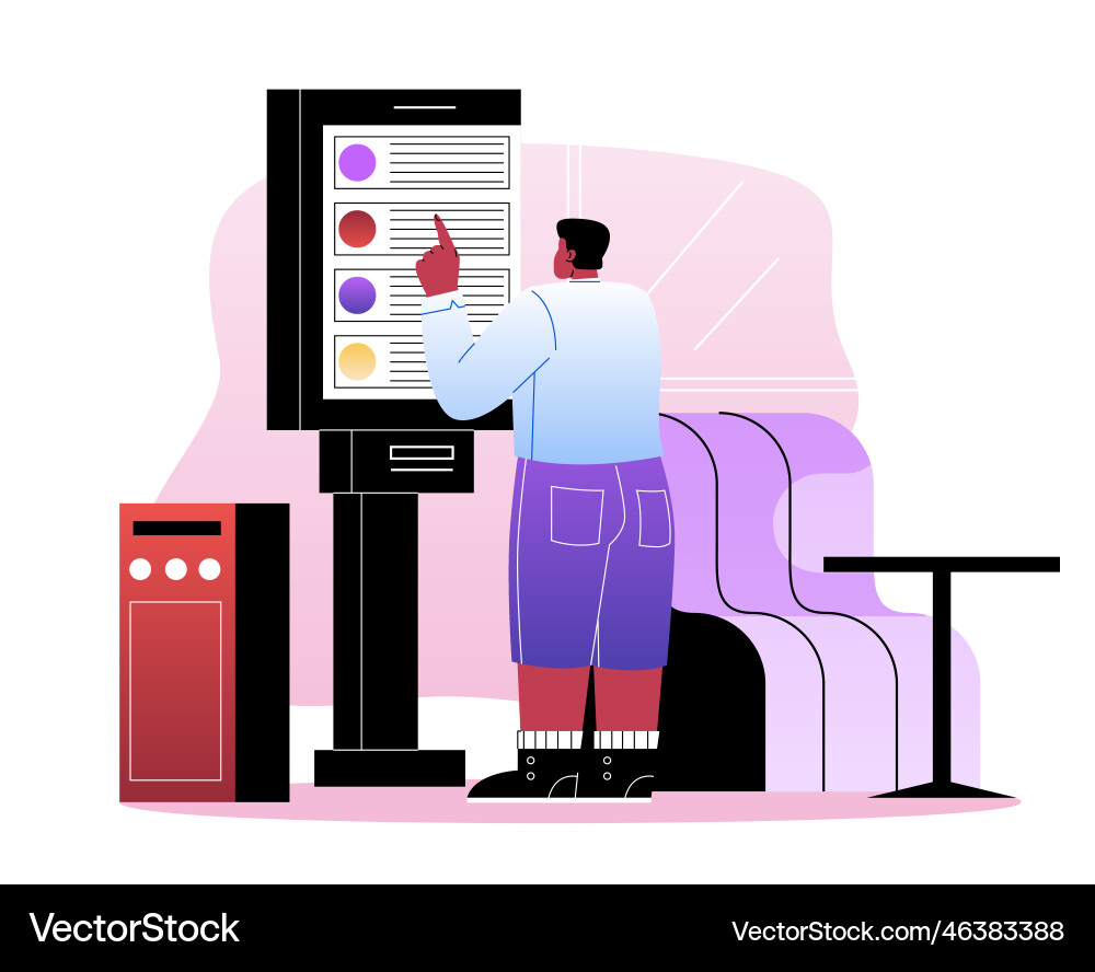 Man with shopping terminal Man with shopping terminal vector image
