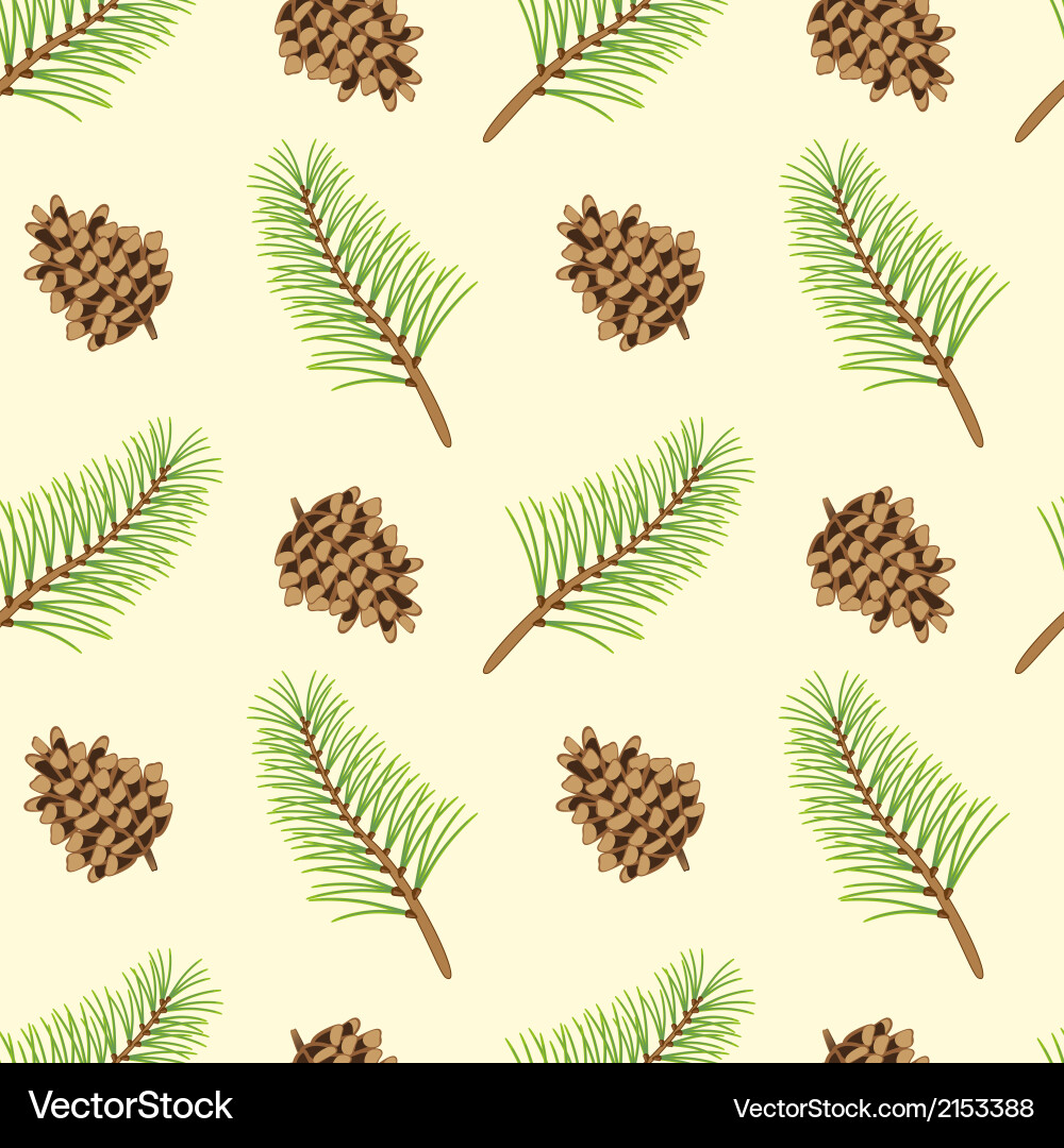 Pine branches and cones seamless texture Vector Image