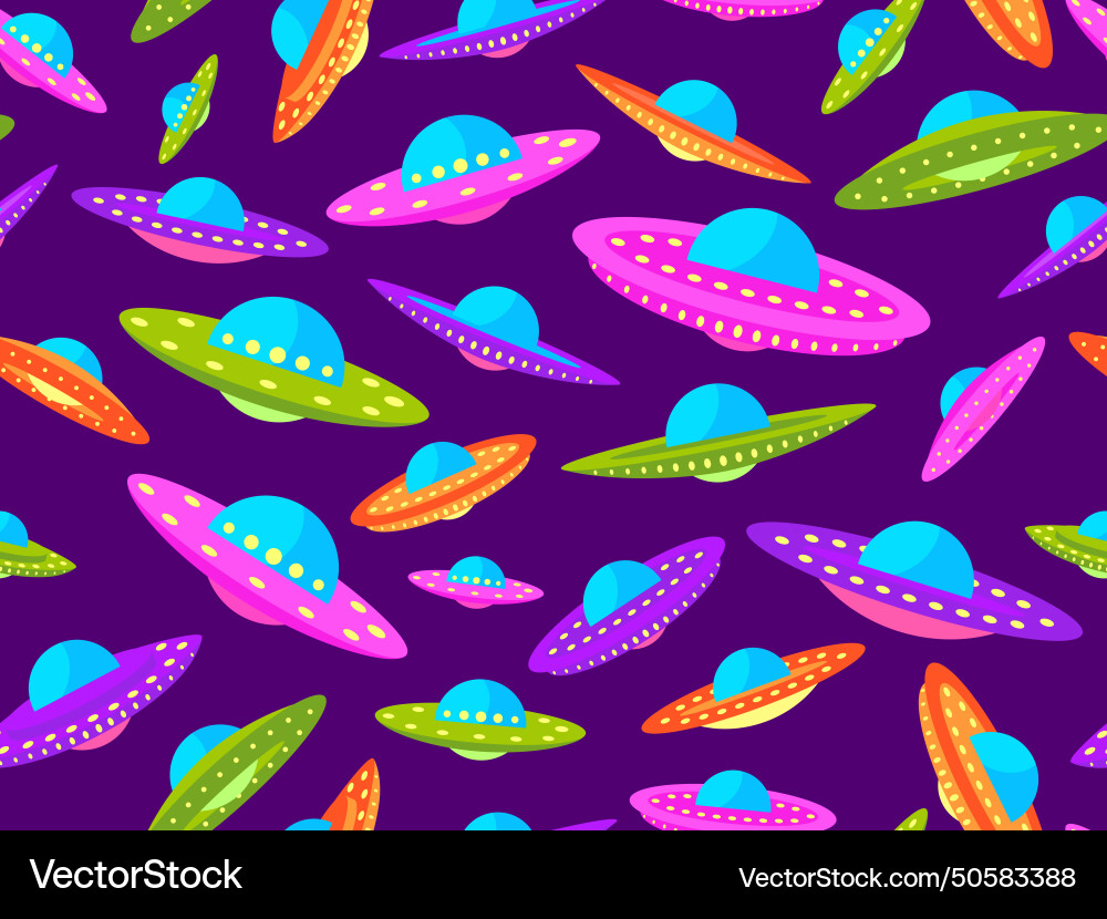 Seamless pattern with multi-colored ufo space Seamless pattern with multi-colored ufo space vector image
