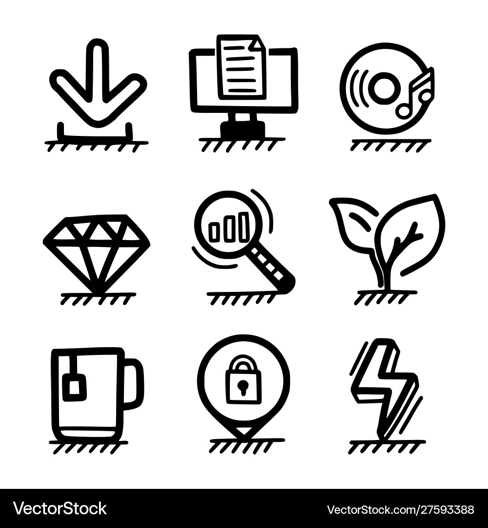 Set hand drawn web icons or buttons - document vector image