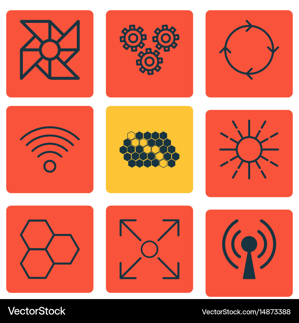 Set of 9 artificial intelligence icons includes vector image