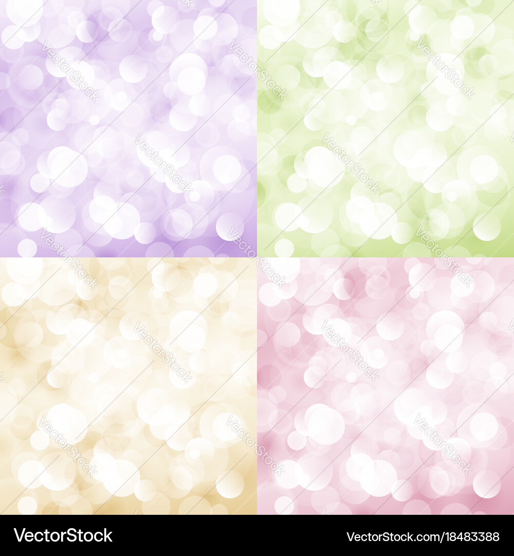 Set of soft bright abstract bokeh background vector image