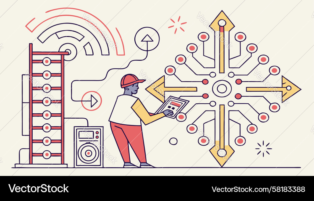 Tech Engineer Circuit Network Vector Image