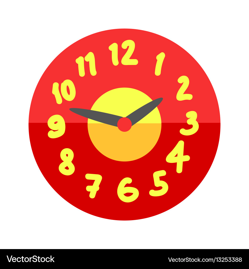 Wall clock circle sign with chronometer pointer vector image