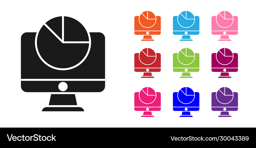 Black computer monitor with graph chart icon Black computer monitor with graph chart icon vector image
