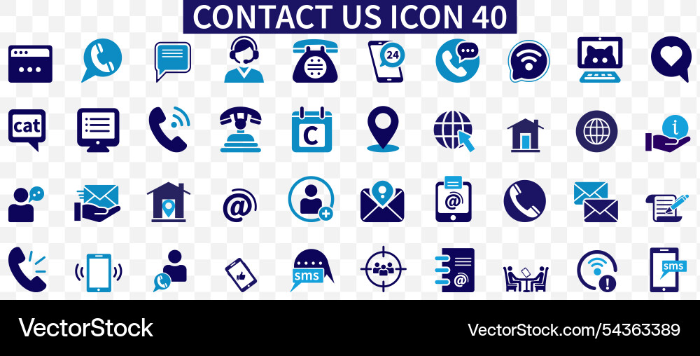 Contact icon set containing e-mail phone Vector Image