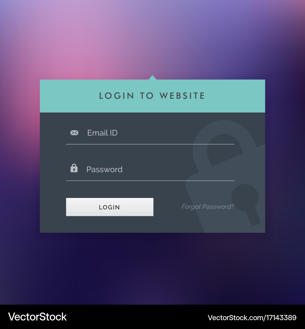 Dark login ui Template Design im flachen Stil Vektorbild