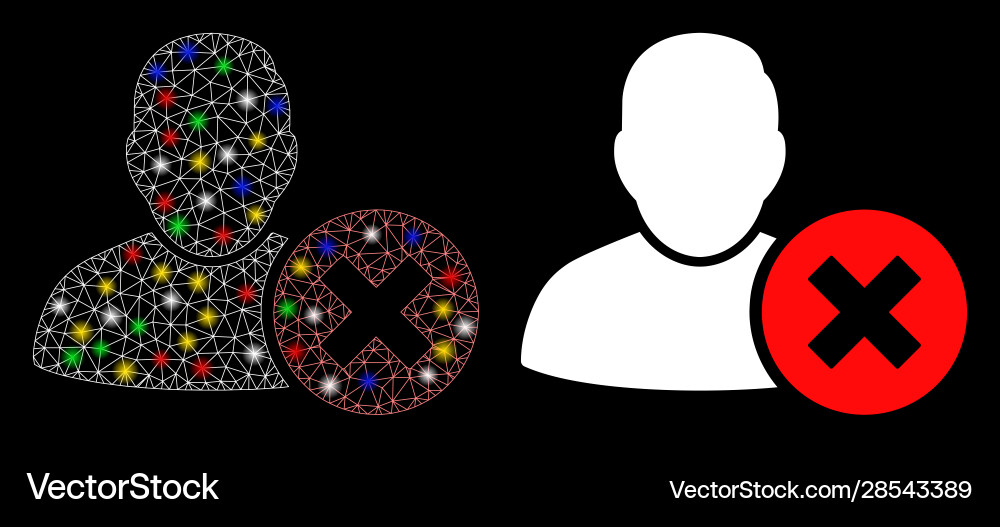 Flare mesh wire frame delete user icon with Flare mesh wire frame delete user icon with vector image