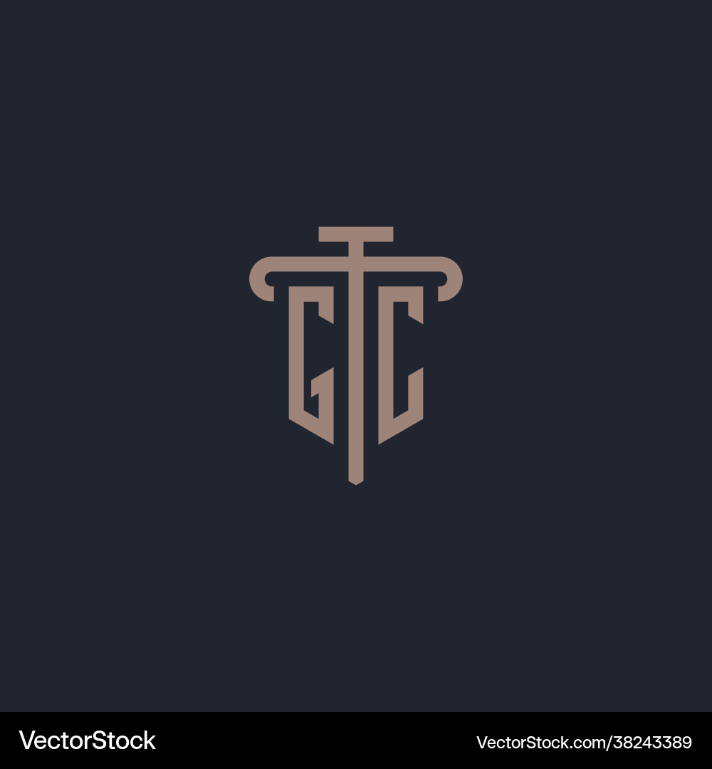 Gc initial logo monogram with pillar icon design Gc initial logo monogram with pillar icon design Vector Image