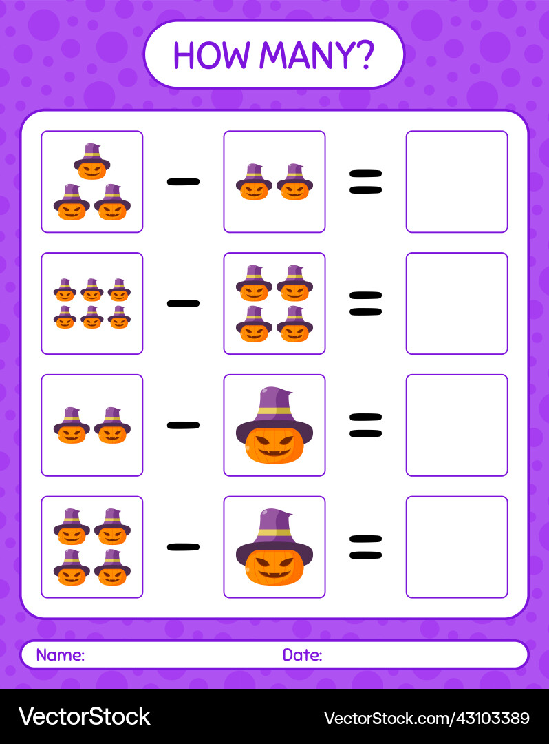 How many counting game with jack o lantern How many counting game with jack o lantern vector image