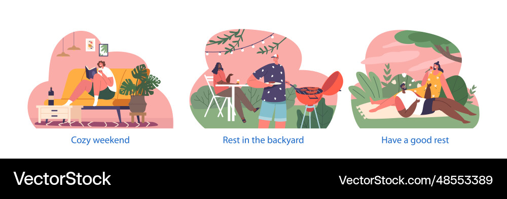 Isolated elements with people characters relax Isolated elements with people characters relax vector image
