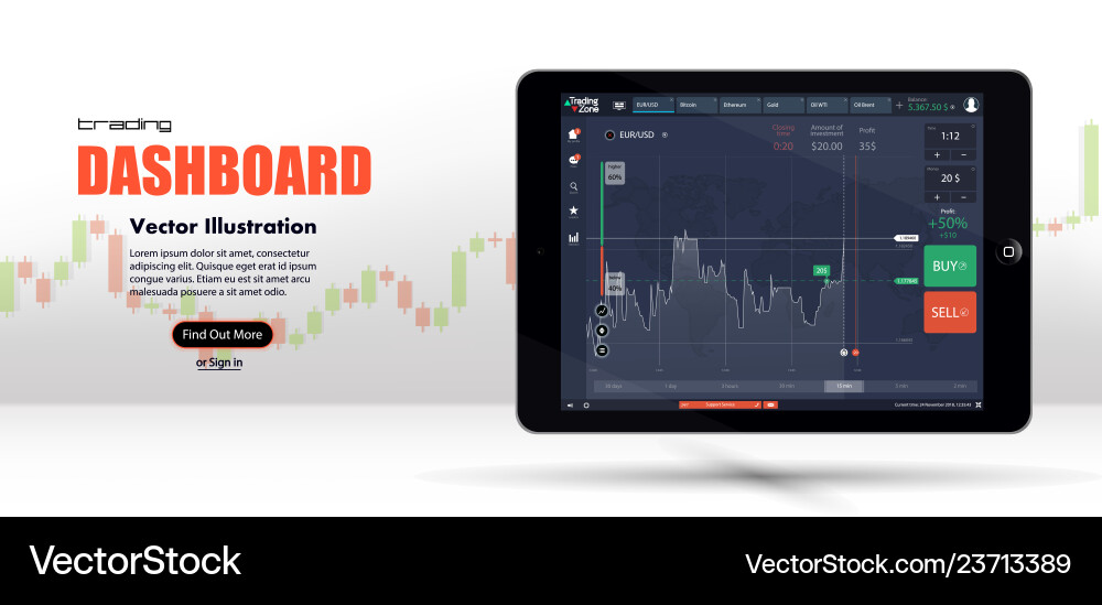 Market trade binary option trading platform Market trade binary option trading platform vector image