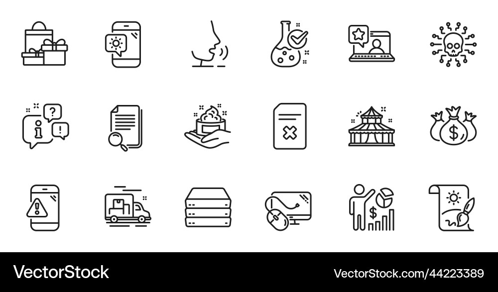 Outline set of weather phone servers and warning Vector Image